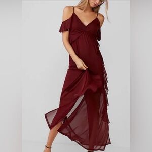 Express Burgundy Cold Shoulder Dress in XS, NWT
